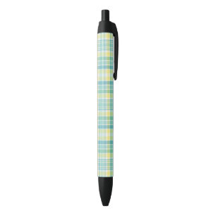 Pastel Plaid Black Ink Pen