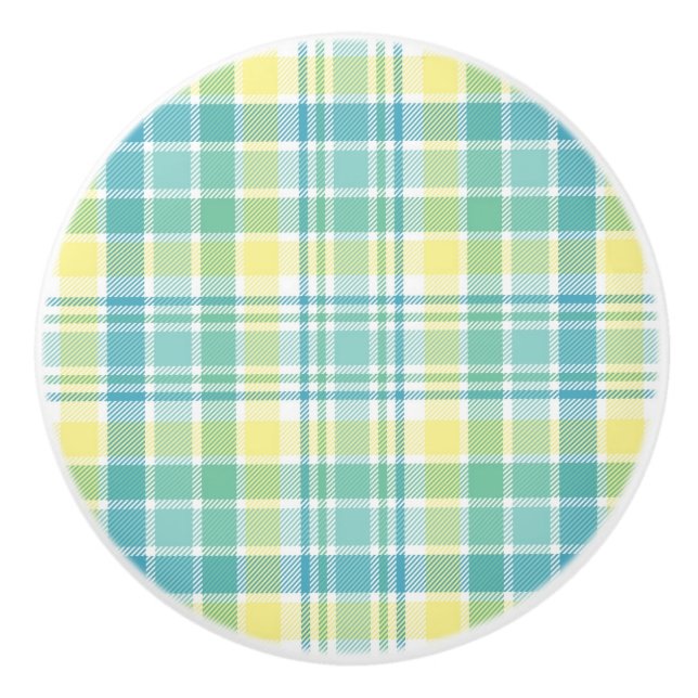 Pastel Plaid Ceramic Knob (Front)
