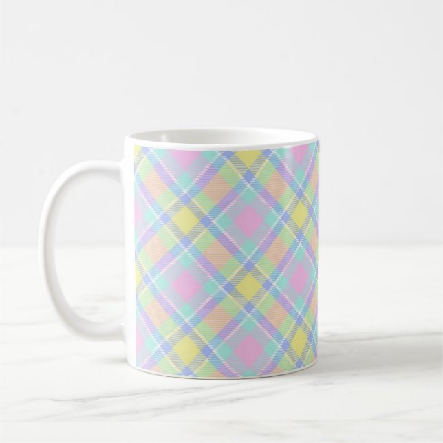 Pastel plaid  coffee mug (Left)