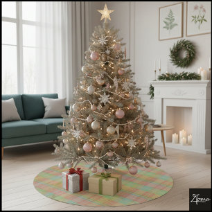 Pastel Plaid Color Block Bright Spring Brushed Polyester Tree Skirt