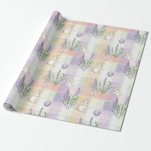 Pastel Plaid Easter Bunny Pattern (1) Wrapping Paper