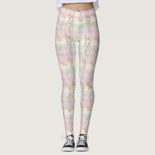 Pastel Plaid Easter Bunny Pattern (2) Leggings