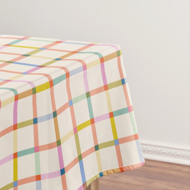 Pastel Plaid matching colourful trendy Tablecloth (In Situ)