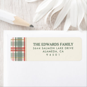 Pastel Plaid Merry and Bright Return Address Label