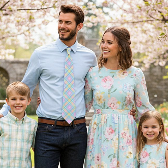 Pastel plaid neck tie (Creator Uploaded)