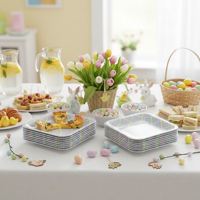 Pastel plaid  paper plate (Creator Uploaded)