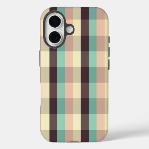 Pastel plaid pattern in horizontal stripes iPhone 16 case