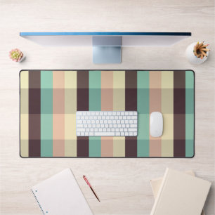 Pastel plaid pattern in horizontal stripes desk mat