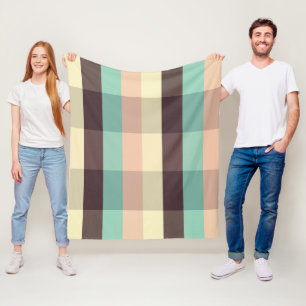 Pastel plaid pattern in horizontal stripes fleece blanket