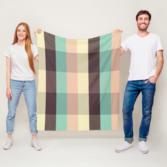 Pastel plaid pattern in  horizontal stripes fleece blanket (In Situ)