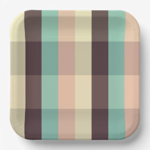 Pastel plaid pattern in horizontal stripes paper plate