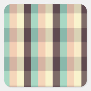 Pastel plaid pattern in  horizontal stripes square sticker
