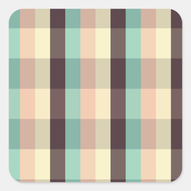 Pastel plaid pattern in  horizontal stripes square sticker (Front)