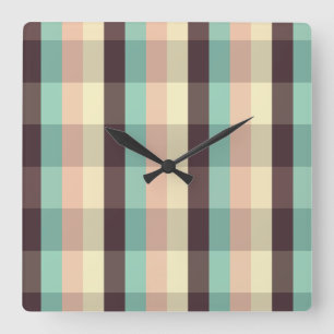 Pastel plaid pattern in  horizontal stripes square wall clock