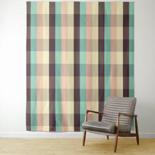 Pastel plaid pattern in horizontal stripes tapestry