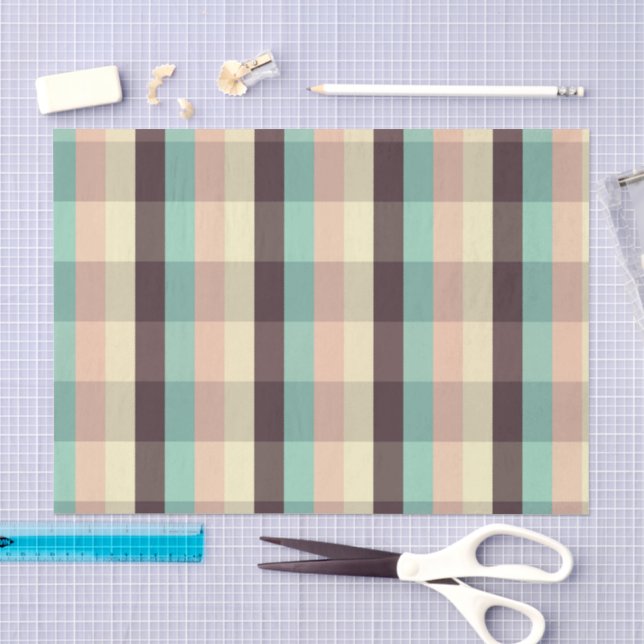 Pastel plaid pattern in  horizontal stripes tissue paper (Craft)
