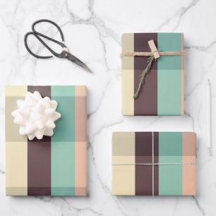 Pastel plaid pattern in horizontal stripes wrapping paper sheet