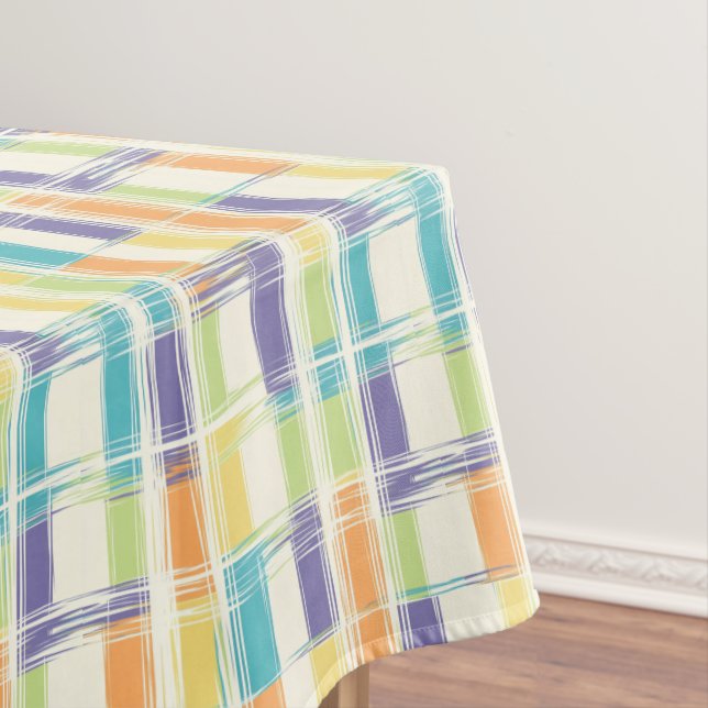 Pastel plaid pattern tablecloth (In Situ)