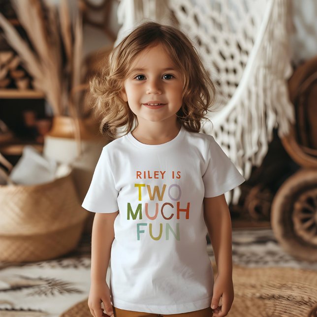 Pastel Plaid "Two Much Fun" 2nd Birthday Baby T-Shirt (Creator Uploaded)