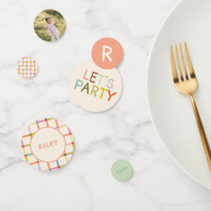 Pastel Plaid "Two Much Fun" 2nd Birthday Custom Confetti