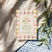 Pastel Plaid "Two Much Fun" 2nd Birthday photo