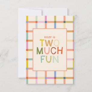 Pastel Plaid "Two Much Fun" 2nd Birthday thank you