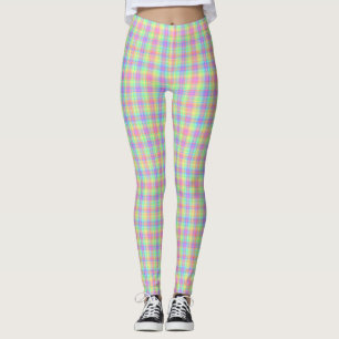 Pastel Plaid Yellow Blue Pink Green Purple Leggings