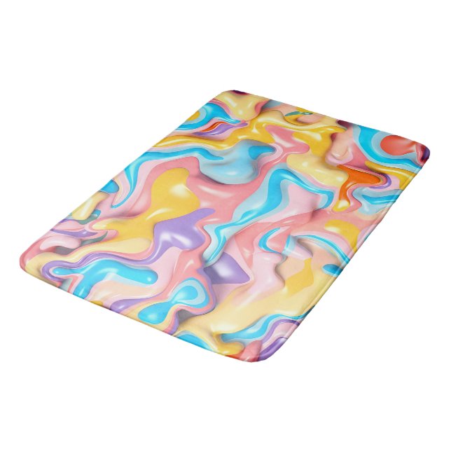 Pastel Plastic Fluid Abstract Bath Mat (Angled)
