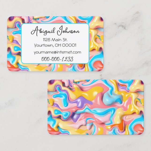 Pastel Plastic Fluid Abstract Business Card (Front/Back)