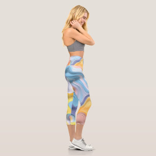 Pastel Plastic Fluid Abstract Capri Leggings