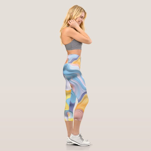 Pastel Plastic Fluid Abstract Capri Leggings (Right)
