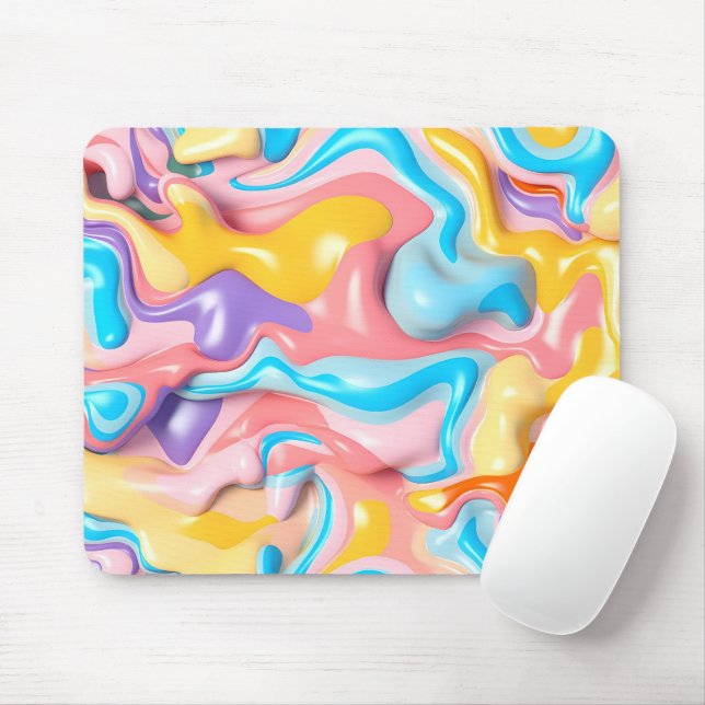 Pastel Plastic Fluid Abstract Mouse Pad (With Mouse)