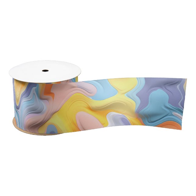 Pastel Plastic Fluid Abstract Satin Ribbon (Spool)