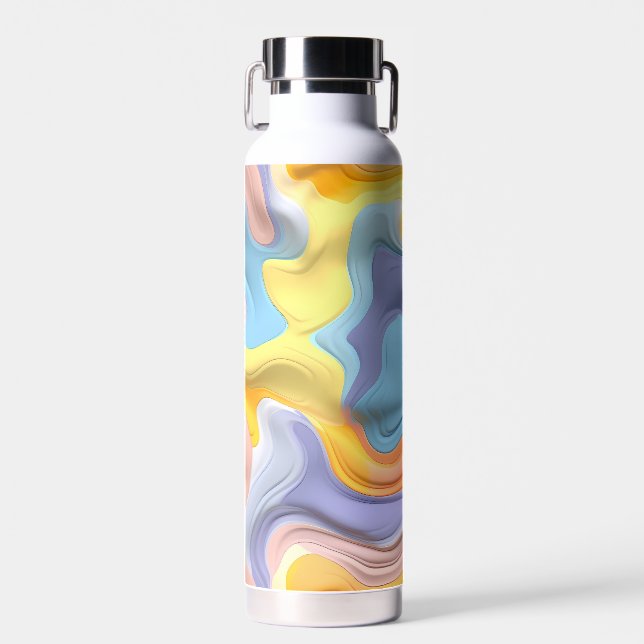 Pastel Plastic Fluid Abstract Water Bottle (Front)