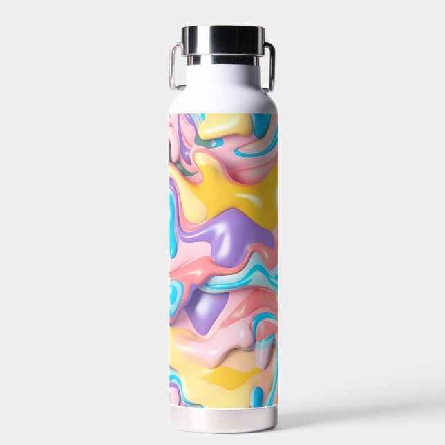 Pastel Plastic Fluid Abstract Water Bottle (Front)