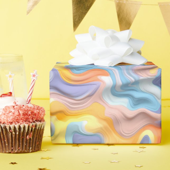 Pastel Plastic Fluid Abstract Wrapping Paper (Birthday Party)