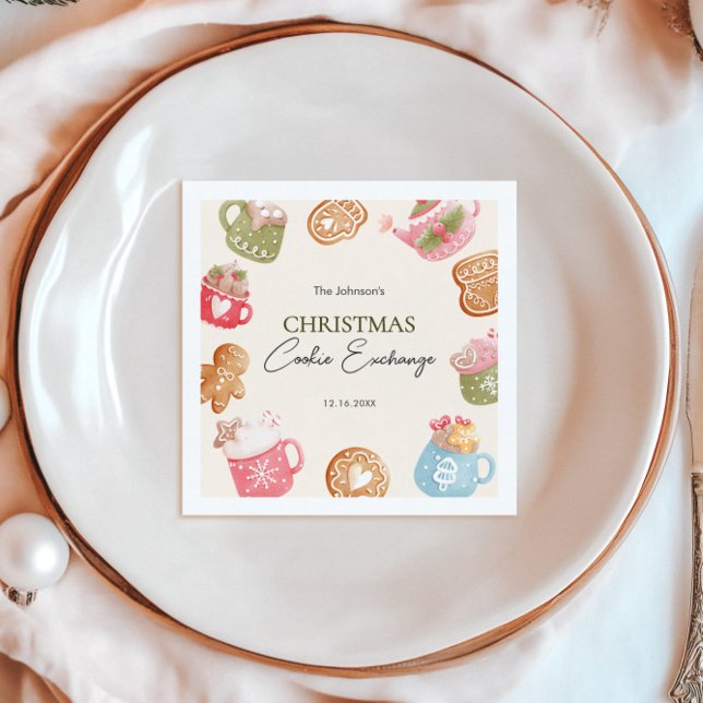 Pastel Playful Christmas Cookie Exchange Party Napkin (Creator Uploaded)