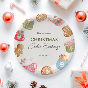Pastel Playful Christmas Cookie Exchange Party Paper Plate