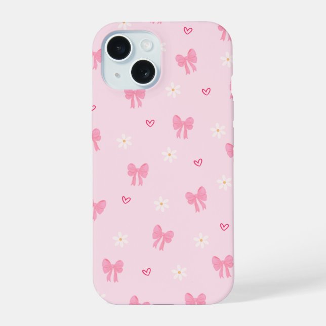 Pastel Playful Ribbon Pattern iPhone 15 Case (Back)