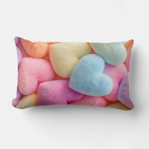 Pastel Plush Hearts Throw Pillow