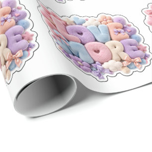 Pastel Plush "LOVE MORE" 3D Typography Tee Wrapping Paper