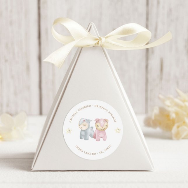 Pastel Plush Toys Baby Shower Classic Round Sticker (Creator Uploaded)