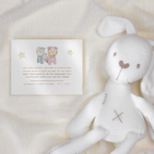 Pastel Plush Toys Baby Shower Enclosure Card