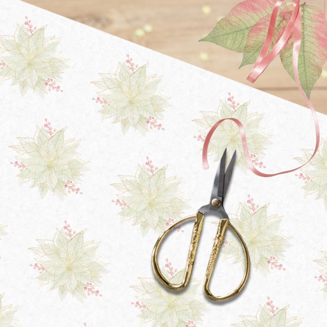 Pastel Poinsettia Pink Gold Traditional Pretty Tissue Paper (Creator Uploaded)
