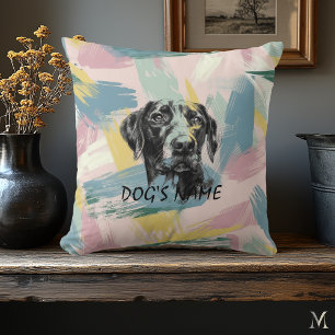 Pastel Pointer Portrait – Modern Abstract Art Cushion