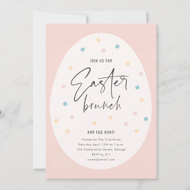 Pastel Polk a Dot Easter Brunch and Egg Hunt Invitation (Front)