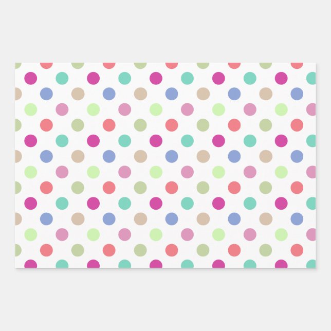Pastel Polka Dot and Stripes Wrapping Paper (Front)