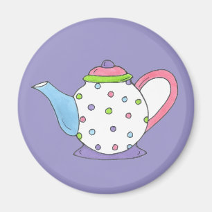 Pastel Polka Dot Ceramic Tea Pot Teapot Magnet