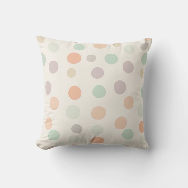 Pastel Polka Dot Throw Pillow (Front)