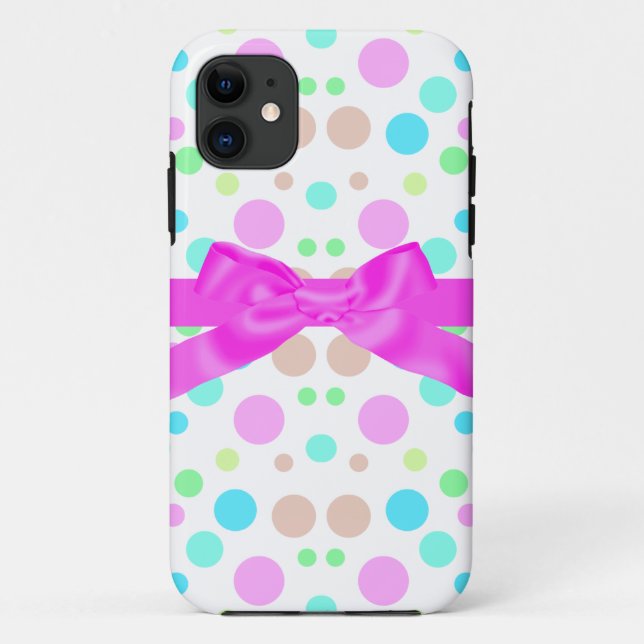 PASTEL POLKA DOT WITH BOW PHONE CASE (Back)